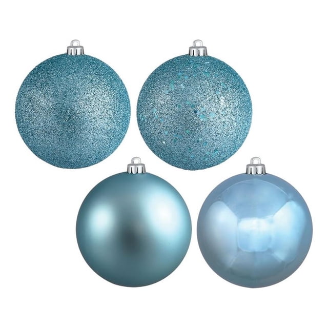 Pemberly Row Assortiment de Boules à 4 Finitions de 3 Po en Bleu Bébé (Ensemble de 32)