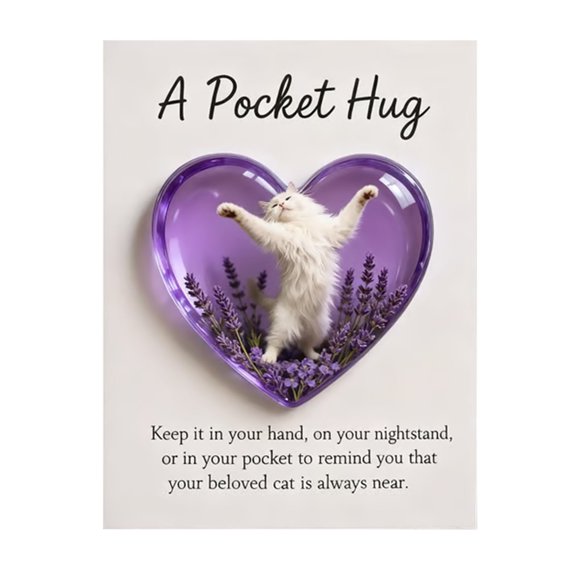 Hearth & Gear Cat Memorial Pocket Hug Heart Shaped Sleeping Cat Charm Resin Keepsake Figurines Thoughtful Animal For Grieving Cat Owners And Cat Lovers Christmas Ornament Packs Giraffe Ornament