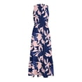thumbnail image 5 of Pisexur Robes pour Femmes à Col en V Sans Manches Robe Maxi Taille Élastique Robe Évasée à Étages Robe d'Été Mode à Imprimé Floral Robe de Bal d'Été Décontractée Ample Longue Robe Confortable Fluide Robe Portefeuille pour Plage Vacances, 5 of 5