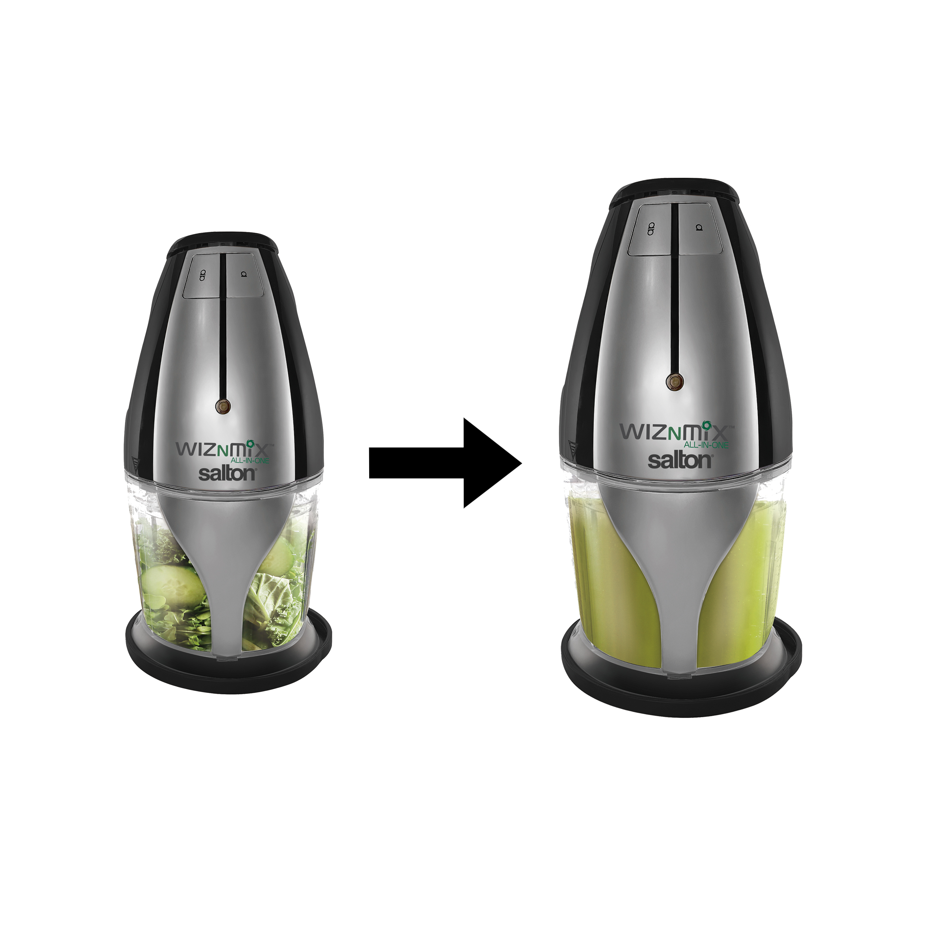 Salton WizNMix All-in-One Food Processor, Chopper & Blender, FP2102BK