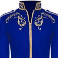 thumbnail image 4 of Penkiiy Blazer pour Hommes Mode Masculine Style Rétro Costume à Coutures Veste Brodée Dorée Manteaux Bleus, 4 of 5