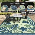 thumbnail image 2 of Outdoor Rug 6x9 ft Outdoor Carpet Camping Mat-Modern Floral & Leaf Rugs Reversible Mat Plastic Straw Rugs for Patio Camping RV Porch Balcony Backyard Picnic Deck Beach Green&Blue, 2 of 7