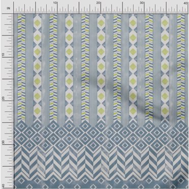 oneOone Cotton Silk Grayish Blue Fabric Geometric Panel Quilting Supplies Print Sewing Fabric By The Yard 42 Inch Wide