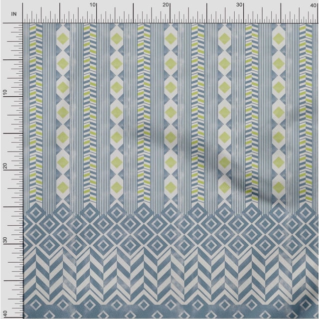 oneOone Georgette Viscose Grayish Blue Fabric Geometric Panel Sewing Material Print Fabric By The Yard 42 Inch Wide