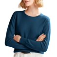 thumbnail image 1 of ManxiVoo Chandail à Capuche Tricoté à Manches Longues et Col Rond pour Femmes pour Automne Hiver Tenue Décontractée Taille m Marine, 1 of 5