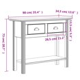 thumbnail image 4 of vidaXL Console Table BODO Grey 90x34.5x73 cm Solid Wood Pine, 4 of 5