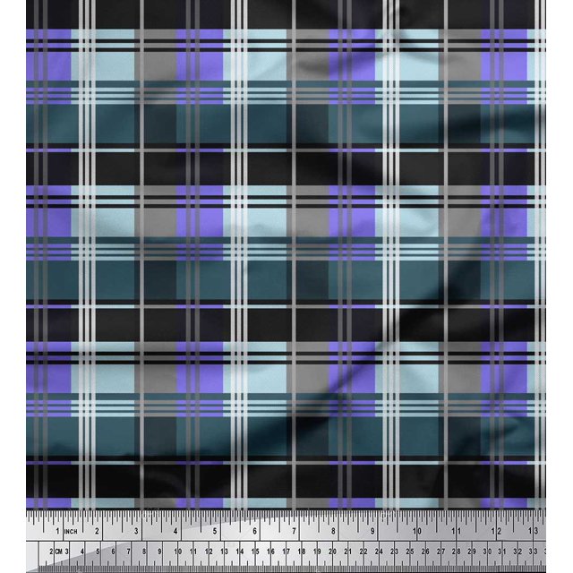 Soimoi Purple Rayon Fabric Check Check Print Sewing Fabric Yard 56 Inch Wide