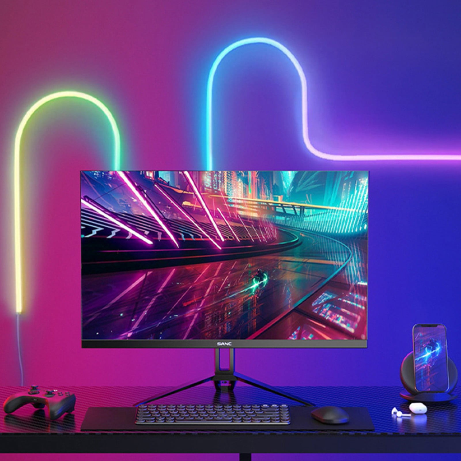 ZZkhGO Bluetooth LED Neon Rope Light, APP Controlled Flexible RGB Strip, Indoor Outdoor Party Decoration Lighting 3.3FT