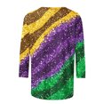 thumbnail image 4 of Penkiiy 2024 Chemise Manches 3/4 Mardi Gras Blouse Fantaisie pour Femmes Tunique à Imprimé Masque de Carnaval Fête à Thème Col Rond T-Shirt 3TG Multicolore, 4 of 5