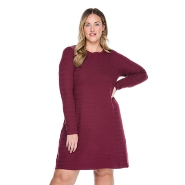 Lane Bryant Women's Plus Long-Sleeve Crew-Neck Dress