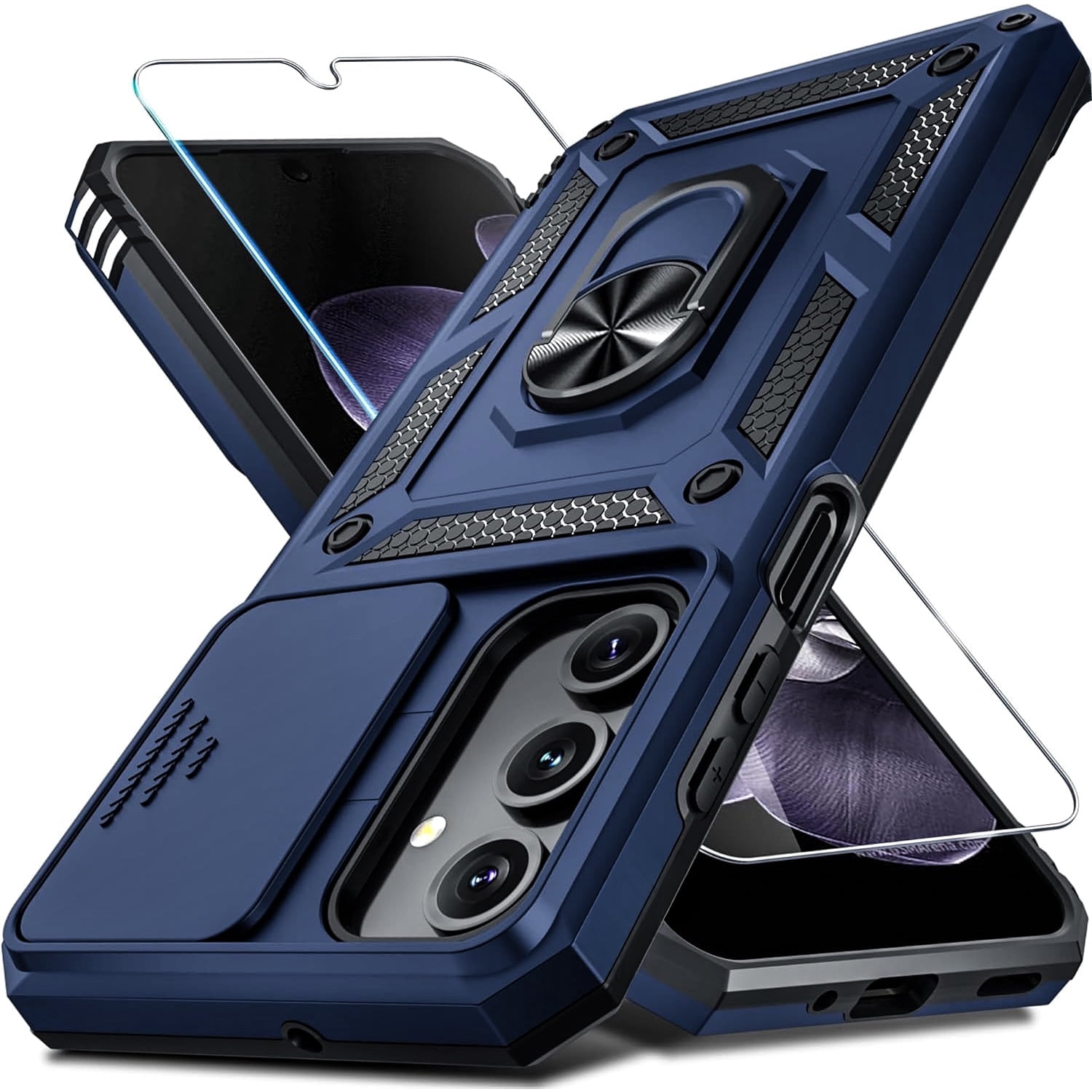 Starshop For Samsung Galaxy A17 5G Case Phone Cover With Slide Camera Cover And Kickstand - Blue