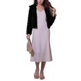 thumbnail image 2 of INSPIRE CHIC Women's Faux Fur Turn Down Collar Open Front Cropped Fluffy Jacket L Black, 2 of 6