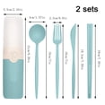 thumbnail image 2 of Camping Utensils Set, Travel Utensils Set with Case, 2Sets Reusable Wheat Straw Tableware, for Travel Picnic Camping or Daily Use,Green+yellow, 2 of 5