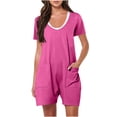 thumbnail image 1 of LSLJS Women's Summer Casual Short Sleeve Rompers Loose Shorts Overalls Jumpsuit with Pockets, 1 of 5