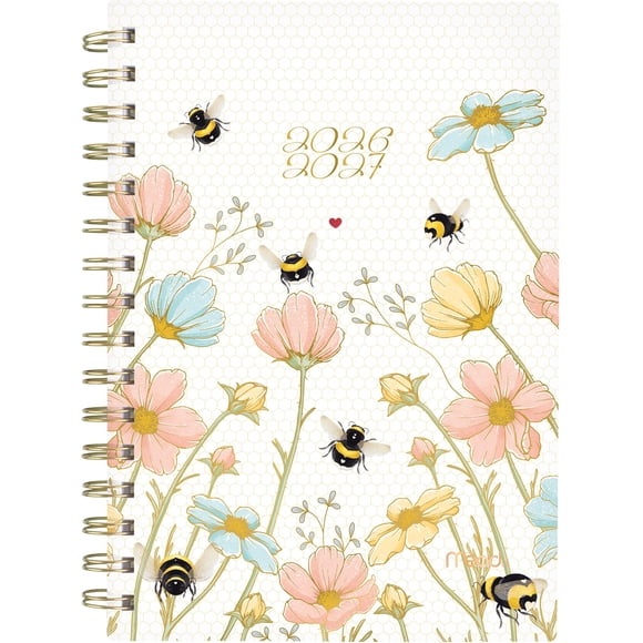 2026-2027 Mead Honey Bee White Small Weekly and Monthly Academic Year Planner