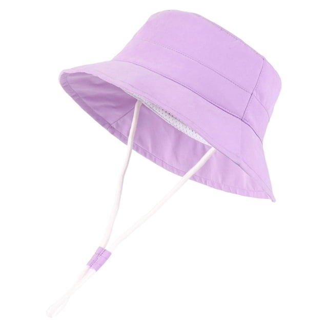 Infant Sun Hat Toddler Girls Summer Solid Sun Hat with Upf 50+ Outdoor Adjustable Beach Hat with Wide Brim Bucket Hat Casquette Fille Purple 6 Months-12 Months