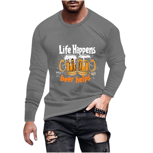 Birdeem Haut Imprimé à la Mode pour Homme avec Col Rond à Manches Longues et Visage Souriant Haut/chemise Imprimé