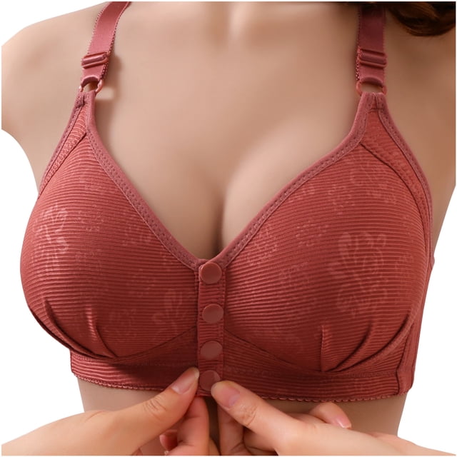 Pisexur Women Bra Full Coverage Bra Comfort Wide Adjustable Straps Cotton Bralettes for Women Non-Padded and Wirefree Plus Size Minimizer Bra Smooth Lift Front Closure Everyday Bra
