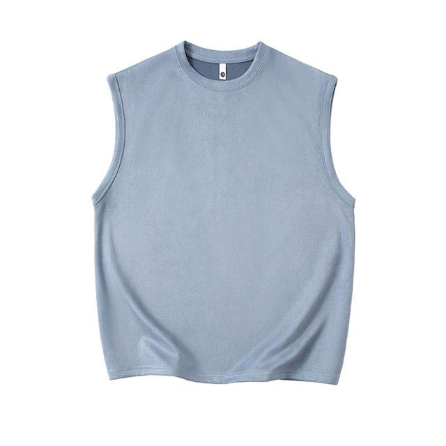 Dvkptbk Gilet Sans Manches Ample en Suède pour Homme à Col Rond, Chandail Sans Manches à Col Rond, Hauts en Liquidation