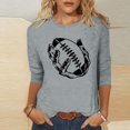thumbnail image 2 of QATAINLAV T-Shirts Graphiques de Rugby pour Femmes Jour de Match 2025 Été Manches 3/4 Hauts Coupe Ample Décontractés Col Rond Blouses Tenues de Vacances Prime Aujourd'hui Gris TTTTG, 2 of 5