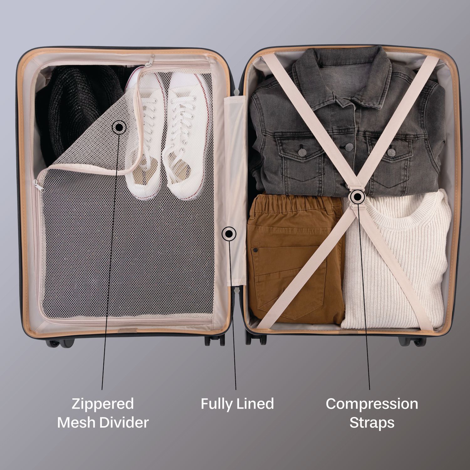 Ensemble de 5 Pièces Valises Rigides: Valise de 28 po, Valise de 24 po, Valise de Cabine de 20 po, Trousse de Toilette et Sac Extensible