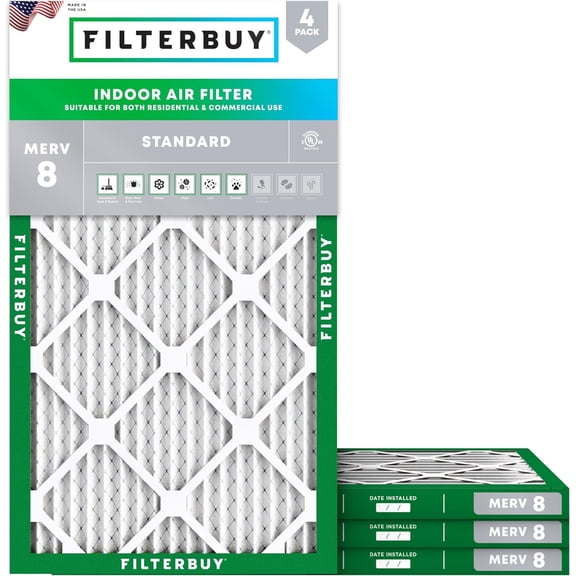 Filterbuy 8x24x1 Air Filter MERV 8 Dust Defense, HVAC AC Furnace Air Filters Replacement (4-Pack)