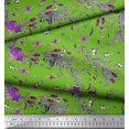 thumbnail image 2 of Soimoi Green Satin Silk Fabric Insects,Rose & Leaves Decor Fabric Printed Yard 42 Inch Wide, 2 of 3