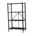 thumbnail image 4 of Abbracc Foldable Bookshelf Organization Cart Utensils Rack Book Case Corner Shelf Holder Four Tier Black, 4 of 9