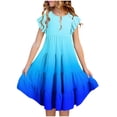 thumbnail image 1 of RXIRUCGD 2025 Vêtements d'Été pour Enfants Mode Filles Nouvelle Robe d'Été à Manches Courtes Poches à Volants Col Rond Imprimé, 1 of 4