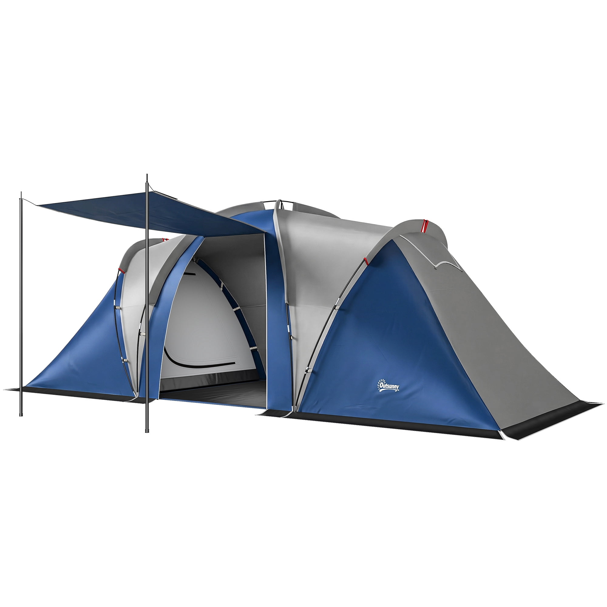 Outsunny Multi-Room Camping Tent for 8-12 Person, Navy Blue & Light Grey