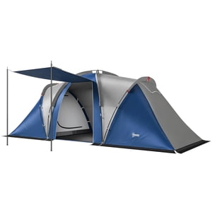 Outsunny Multi-Room Camping Tent for 8-12 Person, Navy Blue & Light Grey