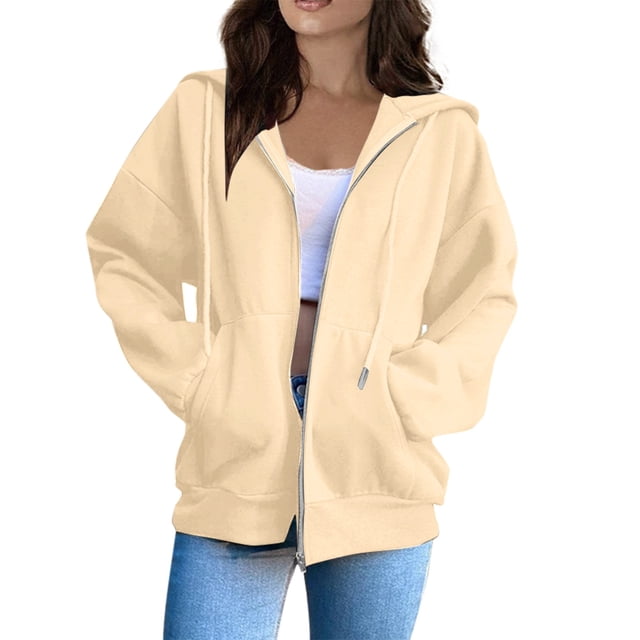Chandail à Capuchon pour Femmes, Long Chandail à Capuche à Fermeture à Glissière, Robe Chandail à Capuche pour Femmes, Mode, Solide, Ample, Chandail à Capuche à Fermeture à Glissière pour Femmes