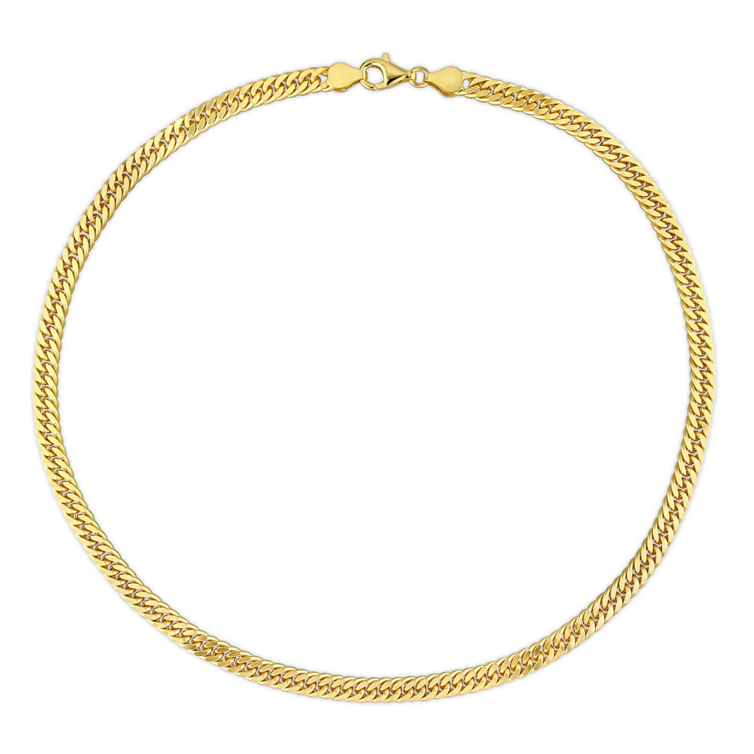 Miabella 18K Yellow Gold Plated Sterling Silver Double Fancy Curb Link Necklace