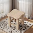 thumbnail image 4 of Solid Wood Square Stool - Versatile Seat or Coffee Table for Living Rooms, Beige Finish, 4 of 9