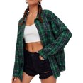 thumbnail image 1 of Women Plaid Flannel Shirt Jacket Button Down Lapel Long Sleeve Shirts Blouse Shacket Cardigan Coats Fall Spring Clothes, 1 of 7