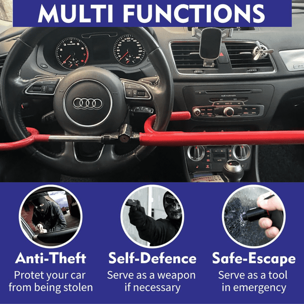 SD Steering Wheel Lock With Key Vehicle Anti-theft Device - Red