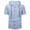 thumbnail image 2 of RXMEKW Cardigan à Capuche Léger en Polyester pour Hommes, Haut Décontracté à Manches Courtes à Boutons devant pour Hommes, Coupe Régulière, 2 of 9