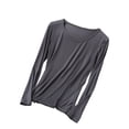 thumbnail image 1 of Besolor T-Shirts de Pyjama pour Femmes Grande Taille à Col Rond à Manches Longues Chemise de Nuit Fine Décontractée Confortable T-Shirts de Couleur Unie Vêtements de Nuit, 1 of 7