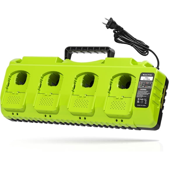 Chargeur de Batterie Ryobi 18V de Remplacement, Station de Charge Multi-Piles à 4 Ports avec Double USB, Compatible avec les Batteries au Lithium Ryobi 12V-18V One+ P102 P103 P107 P108 P109 P189 P197 P103 P105 PBP002 PBP005