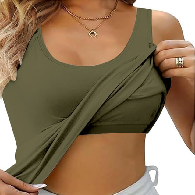 Débardeurs pour Femmes et Titre de Produit Débardeurs pour Femmes avec Soutien-Gorge Intégré Camisole Décontractée Sans Manches d'Été à Col Rond Grande Taille Rembourrée Haut d'Entraînement