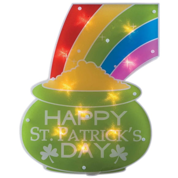 Impact Innovations St Patricks Day Shimmer Lighted Window Decoration Pot of gold