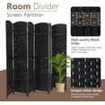 thumbnail image 3 of FDW Room Divider 6 Panel Folding Privacy Divider 6 Ft Indoor Wall Divider Portable Partition Wood Screen, Black, 3 of 7