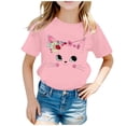 thumbnail image 1 of GDREDA Vêtements Fille Enfant Filles Mignon Mode Imprimé Col Rond Manches Courtes Tee Été Décontracté Ample Doux T-Shirt Hauts T-Shirt à Manches Courtes pour Fille Rose, 2-4 Ans, 1 of 5