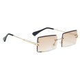 thumbnail image 3 of Esquirla Chic Rectangle Cut Rimless Sunglasses Tinted Lens Eyeglasses Eyewear Shade Brown, 3 of 6