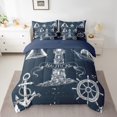 thumbnail image 2 of Nautical Theme Sketch 7 Piece Comforter Set Full Bed in a Bag,Ocean Retro Sailboat Bedding Sets Pirate Boat Anchor Steering Wheel Compass Sheet Set with Comforter, 2 of 5