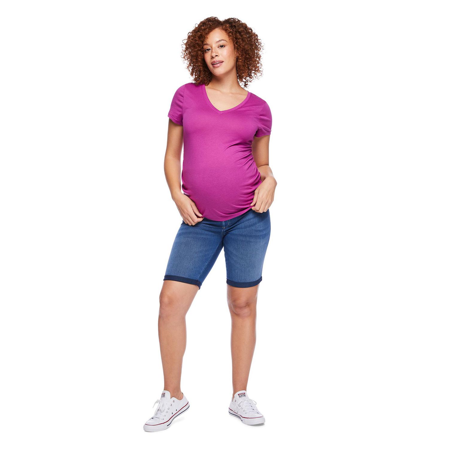 Paisley Sky Maternity Short Sleeve V-Neck Tee