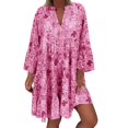thumbnail image 2 of Femmes Ample Imprimé Trois Quarts Mini Robe Robe d'Été, 2 of 6
