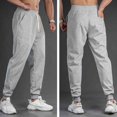 thumbnail image 1 of Ceisia Men Solid Color Loose Casual Pants Elastic Waist Drawstring Sports Gift Work Trousers, 1 of 4