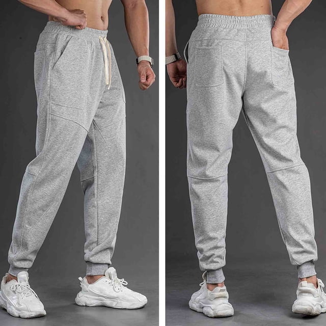 Ceisia Men Solid Color Loose Casual Pants Elastic Waist Drawstring Sports Gift Work Trousers