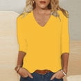 thumbnail image 2 of WRKEKC Chemises à Manches Longues pour Femmes, Hauts à Manches Longues pour Femmes, Haut/chemise à Col Rond à Manches Trois-Quarts Ample et Décontracté Uni pour Femmes, 2 of 6